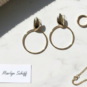 Marlyn Schiff earrings. NWOT. Lightweight unsigned Goldtone stud hoops